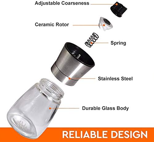 YugefomStainless Steel Salt and Pepper Mill Set Black Fits Kitchen