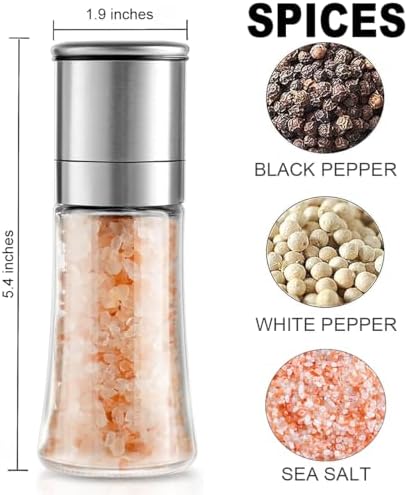 Gulex Salt Grinder Pepper Mill Set Single Grinder for Home Use