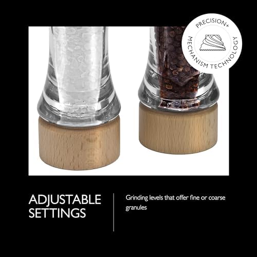 Cole Mason Basic Woods Mill Gift Set - Adjustable Salt Pepper Grinders Hand Wash