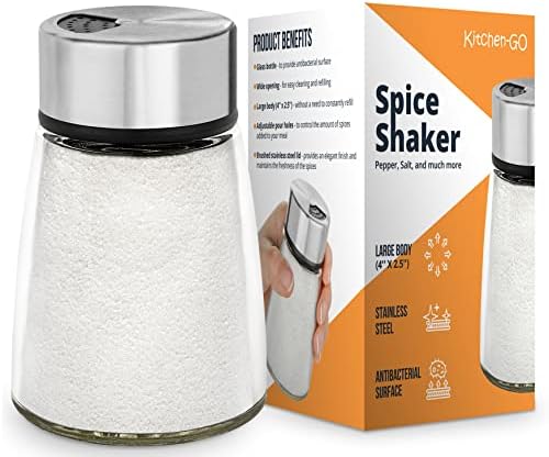 Kitchen-GO Salt Pepper Shaker with Adjustable Pour Holes
