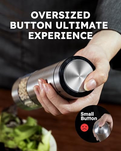 Washable Electric Salt Pepper Grinder Set with LED Stainless Steel Automatic grind