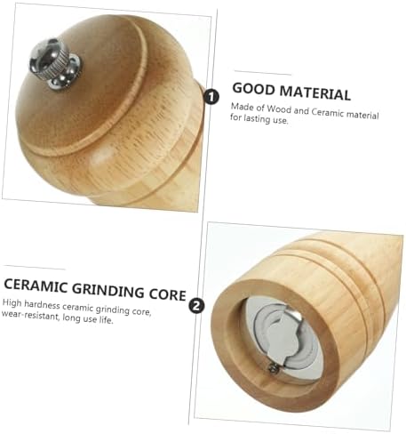 KICHOUSE 1pc Manual Pepper Mill Salt Shaker Gadget - Wood Pepper Grinder Refillable