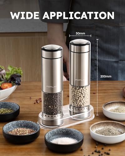 Washable Electric Salt Pepper Grinder Set with LED Stainless Steel Automatic grind