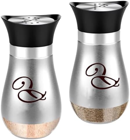 Chandler Salt and Pepper Set Stainless Steel Lid 4-ounce Glass Bottom