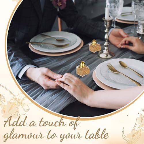 50-Piece Set Elegant Mini Salt Pepper Shakers with Gold Tops
