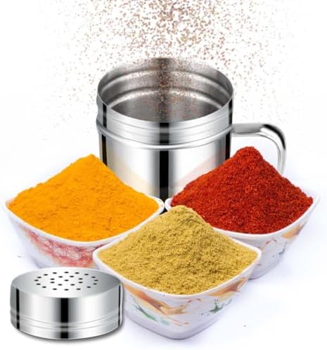 Yuntop 6 Oz Stainless Steel Spice Shaker with Handle and Lid