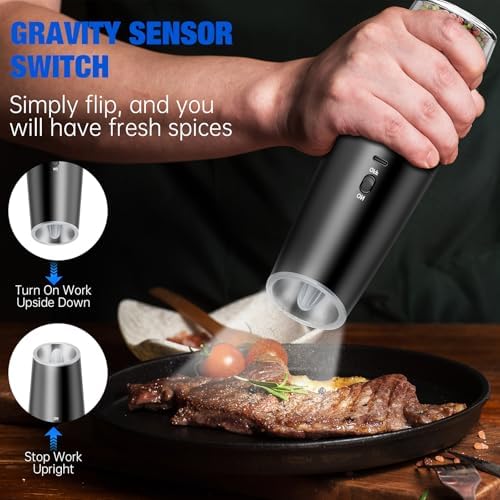 Gravity Electric Salt and Pepper Grinder Set - True 2-Pack
