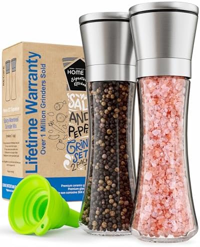 Adjustable Stainless Steel Salt and Pepper Mill Set
