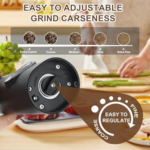 Premium Electric Salt and Pepper Grinder Set USB Rechargeable Automatic Spice Mills