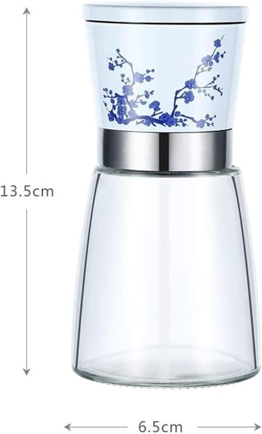Refillable Salt Pepper Mill Set in Blue White Design for Kitchen Living