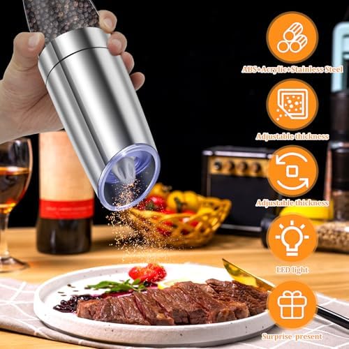 Stainless Steel Electric Salt Grinder with LED Light