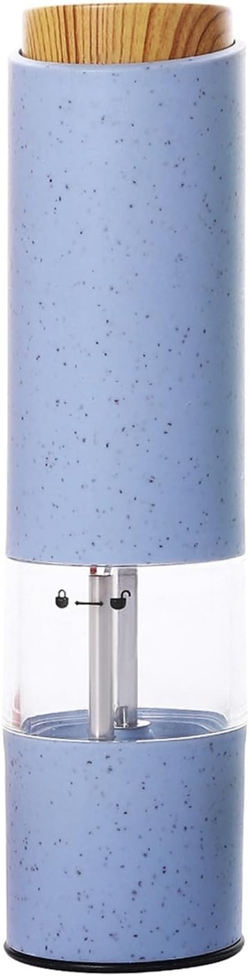 WANGJIAOID Electric Pepper Mill with LED Light Battery Powered Adjustable Coarseness