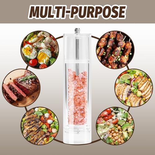Stylish Acrylic Salt and Pepper Mill Adjustable for Perfect Grind