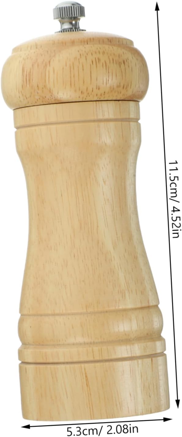KICHOUSE 1pc Manual Pepper Mill Salt Shaker Gadget - Wood Pepper Grinder Refillable