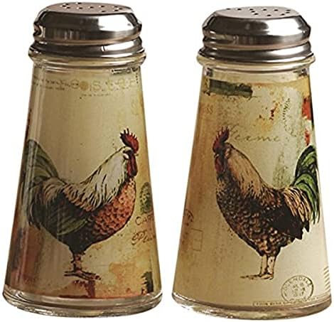 Circleware Rooster Salt and Pepper Shakers 2-Piece Set 4 oz