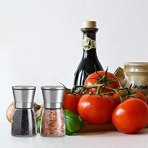 YugefomStainless Steel Salt and Pepper Mill Set Black Fits Kitchen