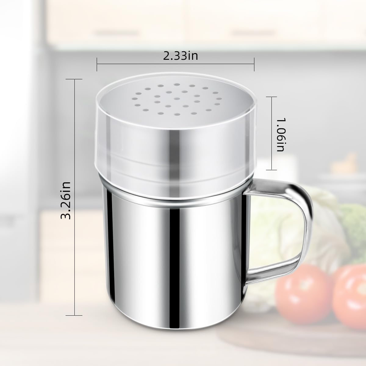 Yuntop 6 Oz Stainless Steel Spice Shaker with Handle and Lid
