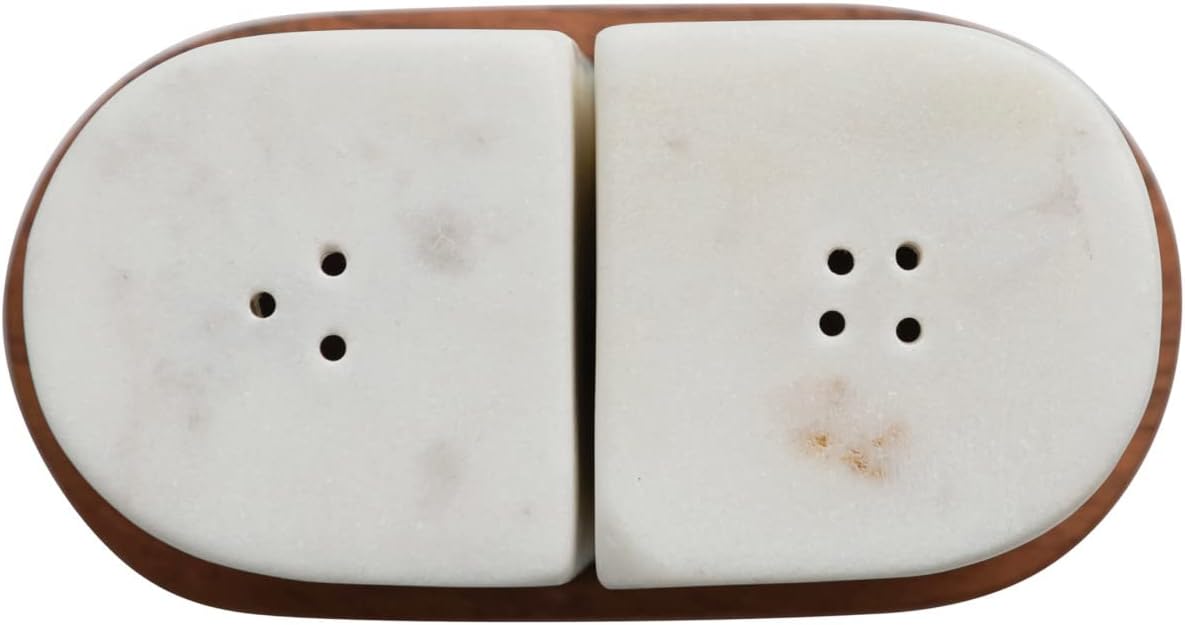 Bloomingville Marble Acacia Wood Salt Pepper Set of 3
