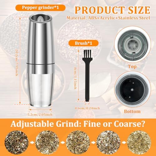 Stainless Steel Electric Salt Grinder with LED Light