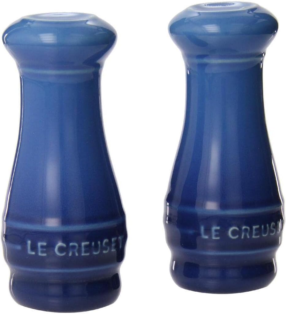 Le Creuset Salt Pepper Shaker Kit 110ml Blue Premium Ceramic Design Easy Cleaning