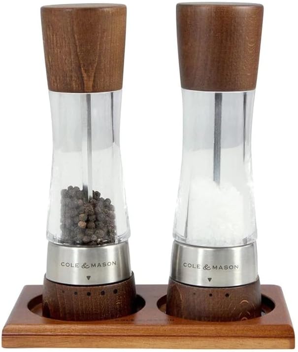 Cole Mason Salt Pepper Mill Tray Brown Wood