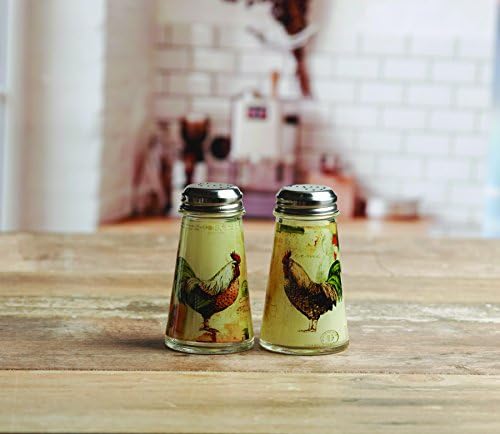 Circleware Rooster Salt and Pepper Shakers 2-Piece Set 4 oz