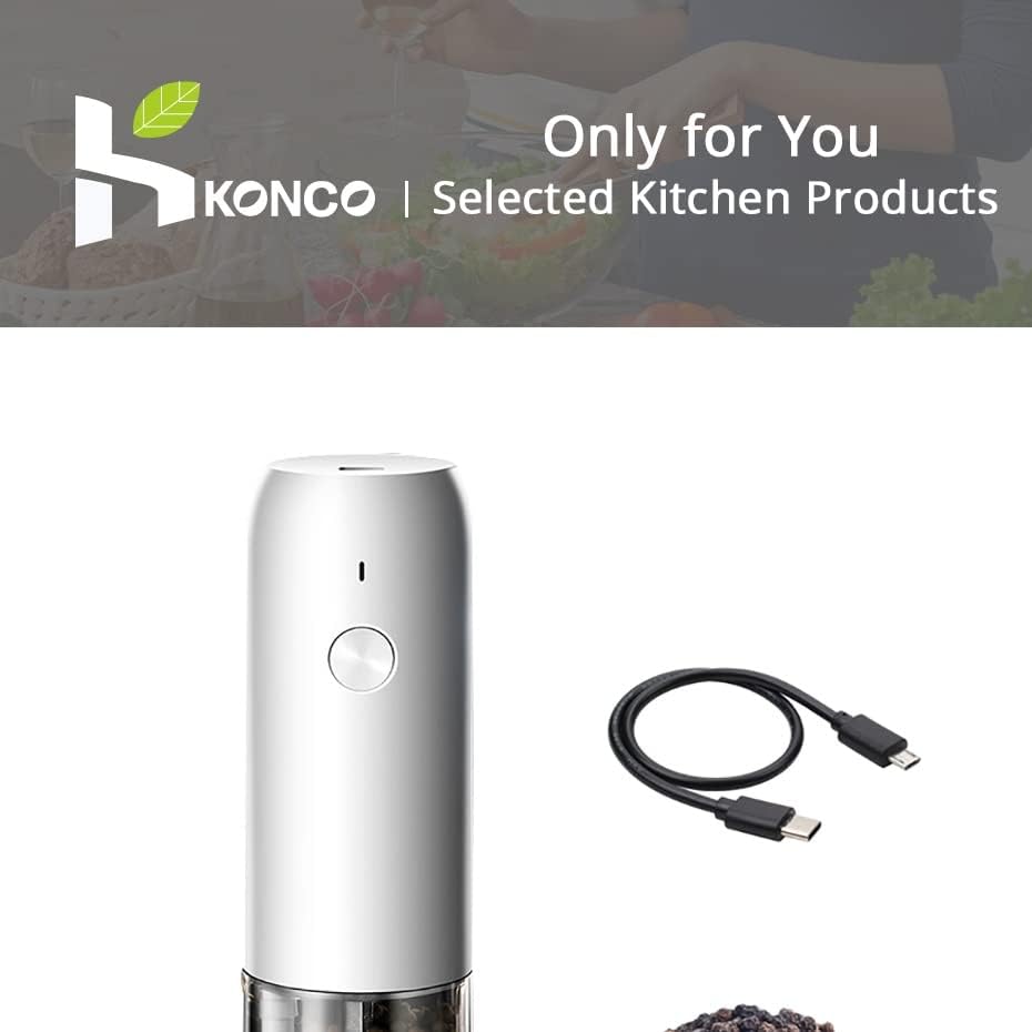 Electric Salt Pepper Mill Grinder Set with Adjustable Coarseness
