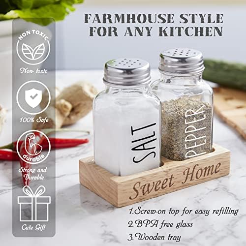 Dopeca Glass Salt and Pepper Set with Wooden Holder