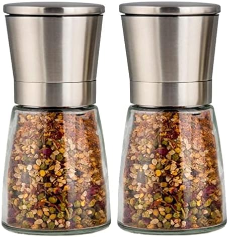 Refillable Pepper Mill Set with Salt Peppercorn Grinders