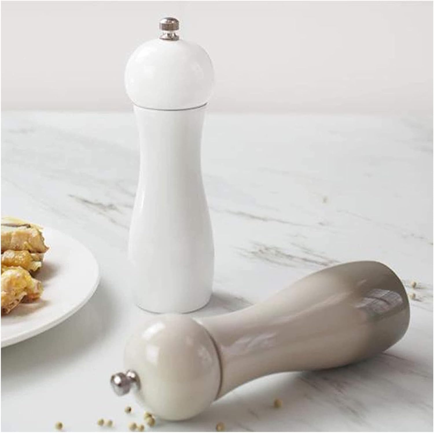 Adjustable Ceramic Salt Pepper Mill Set Double-Ended Refillable