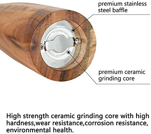 Elegant Acacia Wooden Salt Pepper Mill Set - Perfect Gift