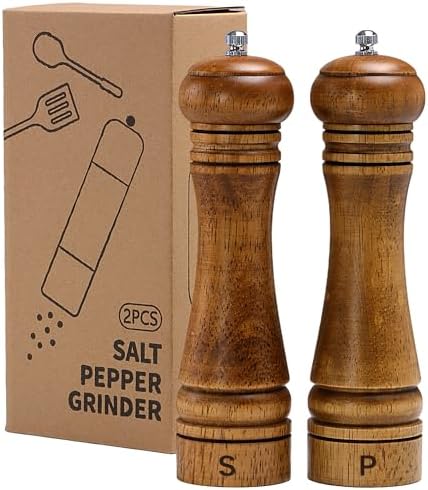 Premium Oak Wood Salt and Pepper Grinders Set