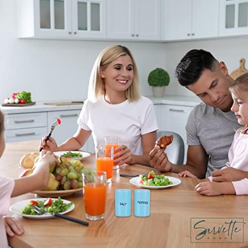 Sleek Blue Salt and Pepper Shakers with High-Quality Ceramic Design