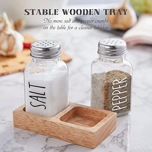 Dopeca Glass Salt and Pepper Set with Wooden Holder