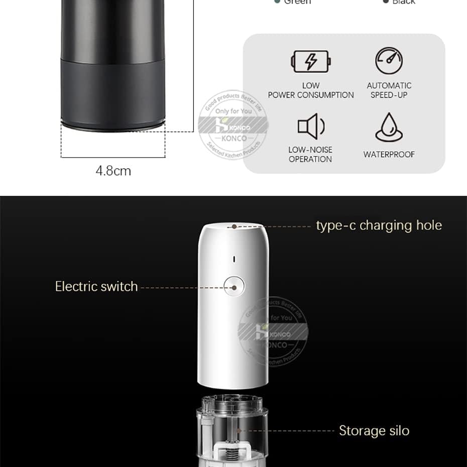 Electric Salt Pepper Mill Grinder Set with Adjustable Coarseness