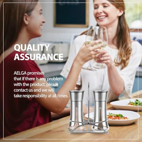 Aelga Salt Pepper Shakers with Adjustable Holder