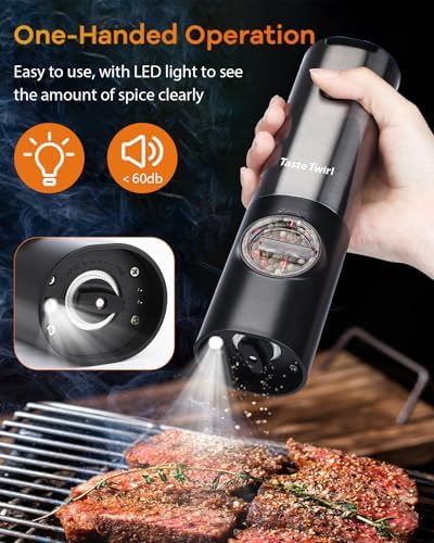 One-Handed Adjustable Coarseness Electric Salt Pepper Grinder Set