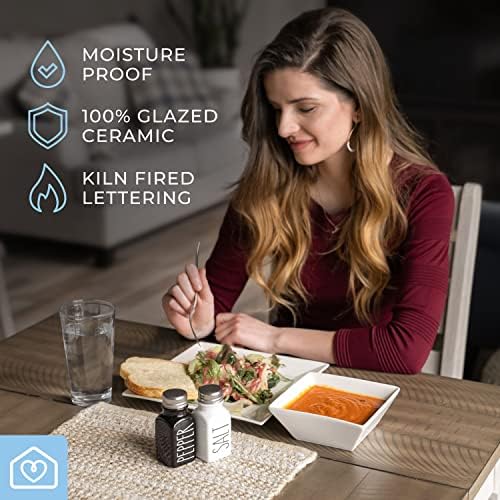 F Fashionable 4 Lids Ceramic Salt Pepper Shaker Set