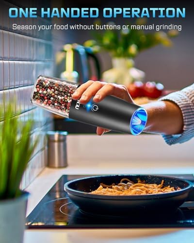 Reusable Electric Pepper Salt Grinder Set w LED Light