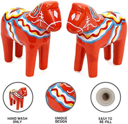 Scandinavian Salt Pepper Set with Dala Horse Design