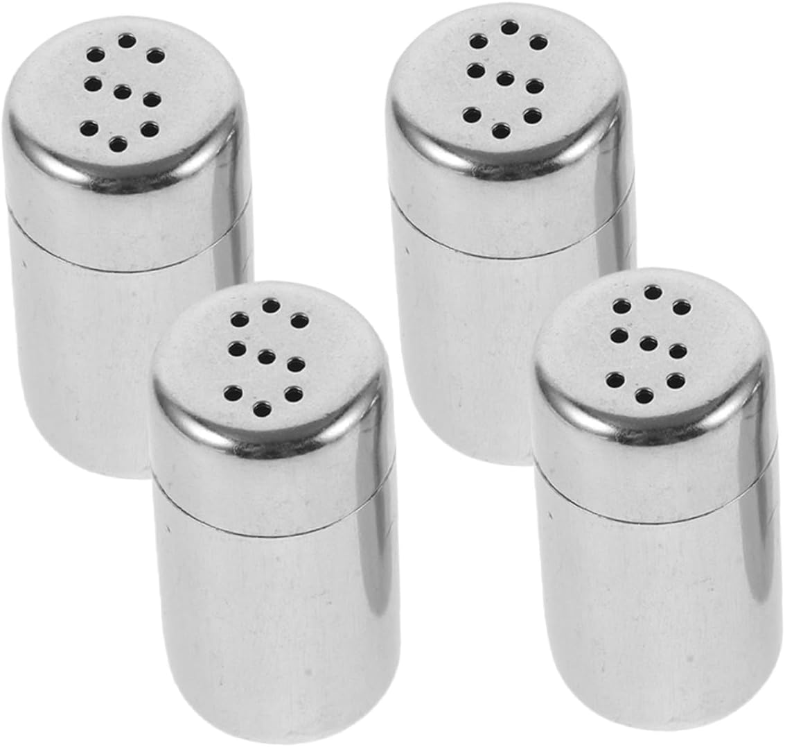 Cabilock 4-Piece Mini Stainless Steel Salt and Pepper Shakers Set