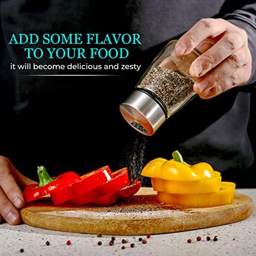 Kitchen-GO Salt Pepper Shaker with Adjustable Pour Holes