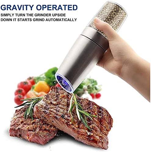 KDLK Salt and Pepper grinder set SS automatic battery-operated adjustable blue