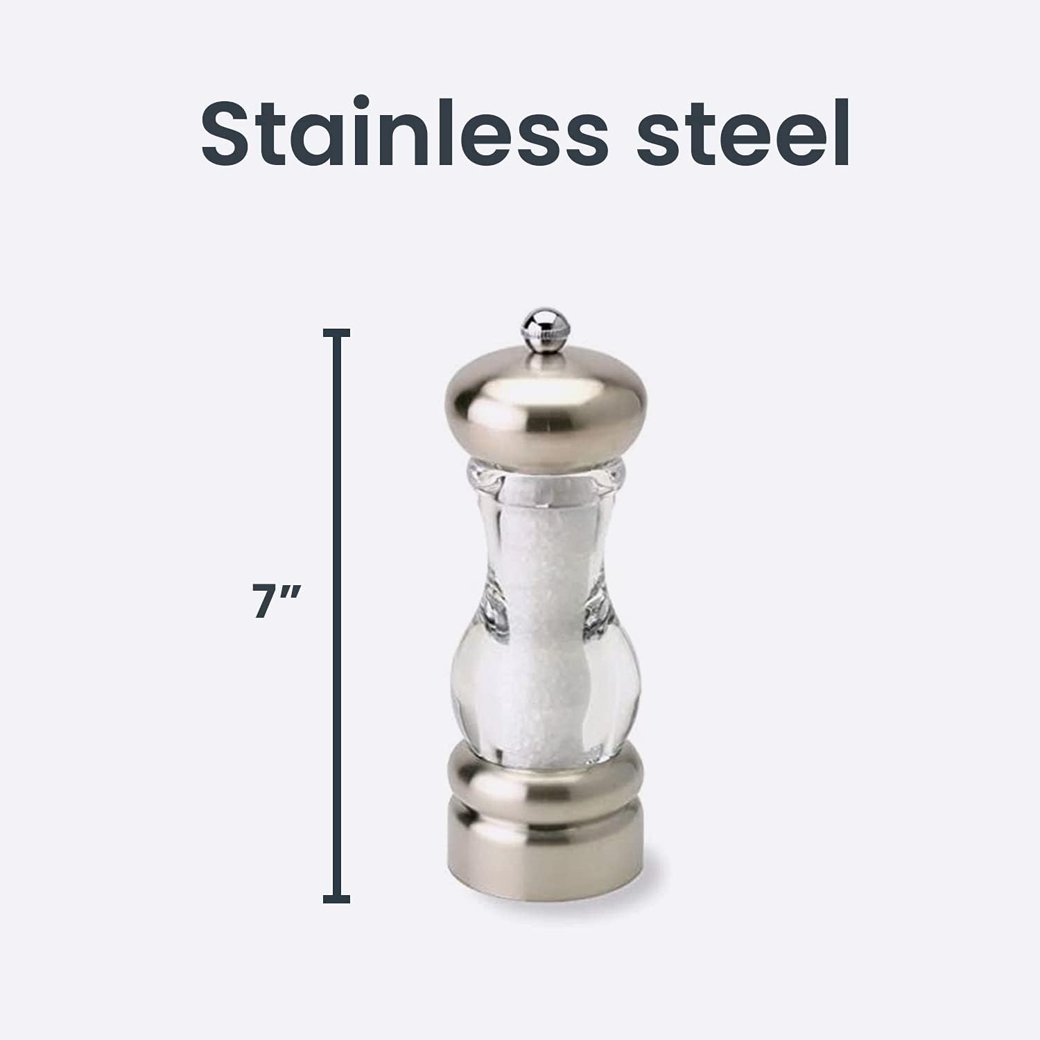 Perfect 7 Stainless Steel Salt Mill for Cooking Grilling and More