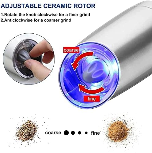 KDLK Salt and Pepper grinder set SS automatic battery-operated adjustable blue