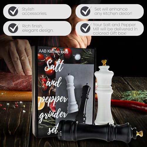 AAB Kitchen Premium Wooden Salt and Pepper Grinder Set