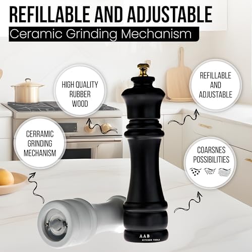 AAB Kitchen Premium Wooden Salt and Pepper Grinder Set