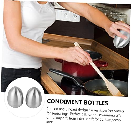 2-Piece Shape Salt Pepper Shakers Set Stainless Steel for Kitchen Uses