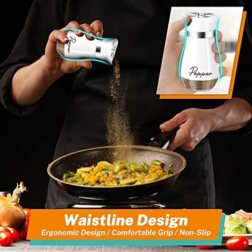 White Salt Pepper Shakers Set with Holder