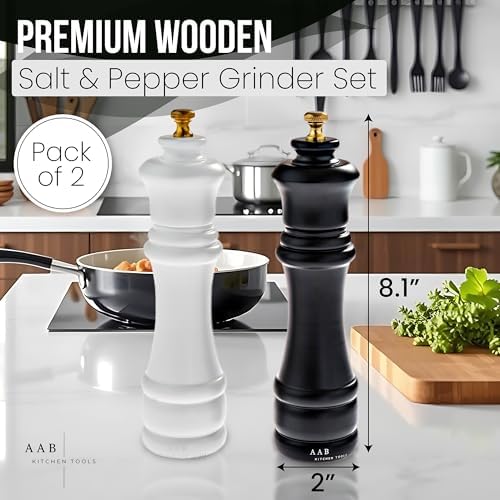 AAB Kitchen Premium Wooden Salt and Pepper Grinder Set